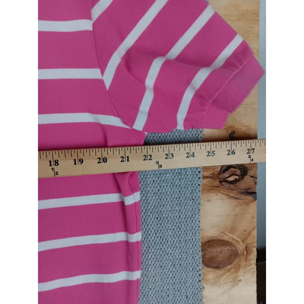 Polo Ralph Lauren Vintage‎ Knit Polo Men's Large Pink/White Striped Pony Preppy